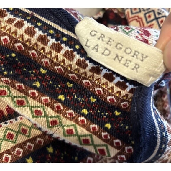 Gregory Ladner Mosaic Patter Scarf Women's Shawl Rustic Colors Boho Fringe Hem - Picture 8 of 9